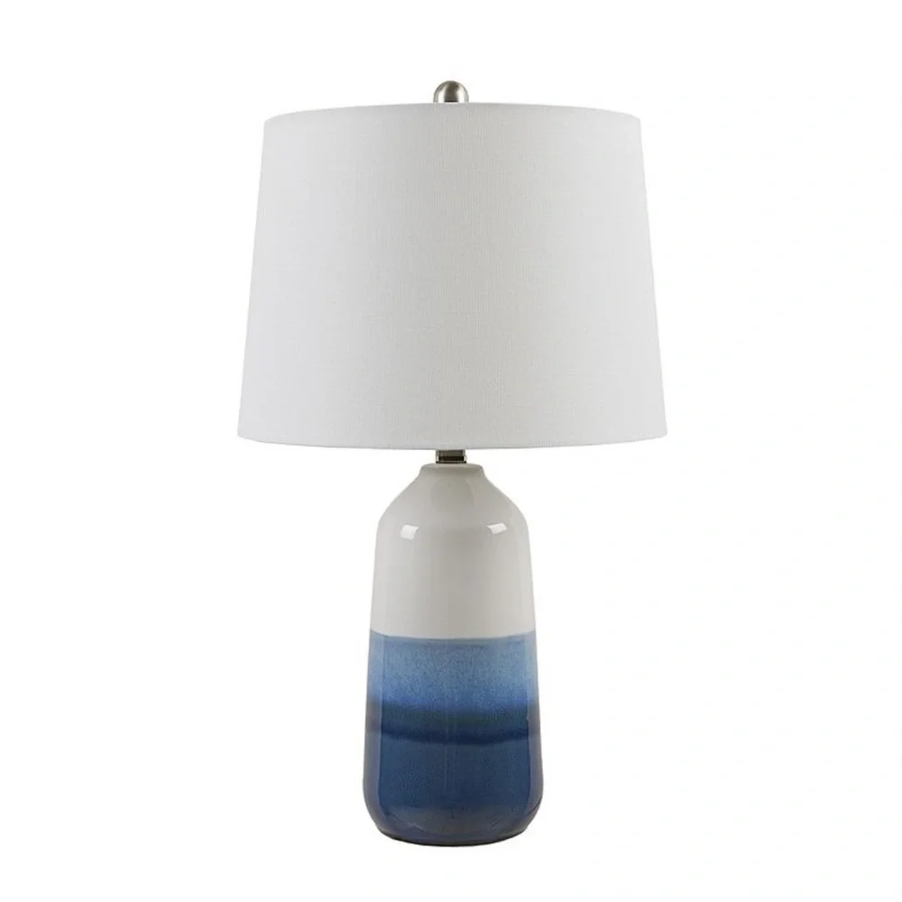 Ceramic Ombre Blue Table Lamp with White Shade - Picture 2 of 9